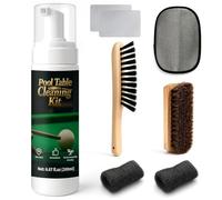 INNOVAYOU Juego de limpiador de mesas de billar de 200 ml, accesorios de limpieza de fieltro de billar con 2 cepillos de mesa de billar, 1 esponja de alambre de acero, 1 paño