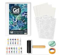 INNOVAYOU Kit de placa de gel de 5 x 7 pulgadas, juego con impresión de gel, rodillo de goma, pinturas de acuarela, plantillas, papel de impresión, rodillos y baren, adecuado para hacer tarjetas