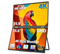 InnoView Monitor portátil dual de 15.6 pulgadas 4K 3840 x 2160, monitor portátil apilado para extensor de pantalla de laptop, visión de ojo de búho -2025, 100% sRGB | con monitores