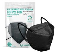 Innovision Medical 20 x Mascarilla FFP2 Negra Certificada Europeo CE0099, Pack 20 Mascarillas color Negro Homologadas