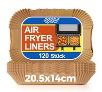Innsky Airfryer - Papel de horno (20,5 x 14 cm, 120 hojas de papel de horno para freidora de aire caliente Ninja & Cosori de doble cámara, rectangular, papel de horno desechable, sin blanquear