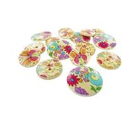 INNSPIRO Botones de madera natural flores 3 modelos diam. 18mm. 20mm. 25mm. 150u. aprox.