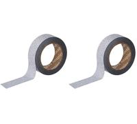 INNSPIRO Cinta masking tape purpurina plateado15mmx6,5, Serie Glitter, Plateado (Paquete de 2)