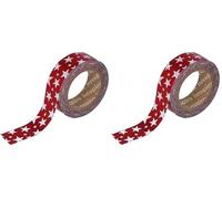 INNSPIRO Cinta masking tape Washi foil estrellas rojo 15mm.x10m. Serie Metal (Paquete de 2)