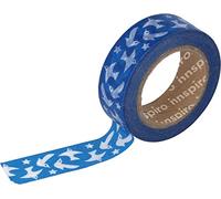 INNSPIRO Cinta masking tape Washi pájaros azul 15mm.x10xm. Serie Ultramar