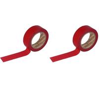INNSPIRO Cinta masking tape Washi rojo 15mm.x10m. Serie Lisos Básicos (Paquete de 2)