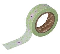 INNSPIRO Cinta masking tape Washi verde y flores rosas 15mm.x10m. Serie Tutti Frutti