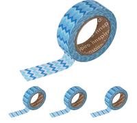 INNSPIRO Cinta masking tape Washi zig zag azules 15mm.x10xm. Serie Ultramar (Paquete de 4)
