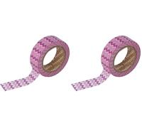 INNSPIRO Cinta masking tape Washi zig zag rosas 15mm.x10m. Serie Tutti Frutti (Paquete de 2)