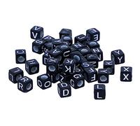 INNSPIRO Cuentas cubo letras plástico negro, letras blancas 6x6mm. 300u. Bolsa colgar