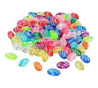 INNSPIRO Cuentas de plástico en forma de olivas Multicolor Transparente decorado en plateado 13x8mm. 500u. aprox. diam. int. 1,5mm.Bote