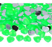 INNSPIRO Gemas decorativas acrílicas corazón verde fluor 14x14mm. 500u.Aprox.