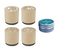 INNSPIRO Kit 4 Sellos Madera 1 tinta Azul Océano 'Nacimiento Bienvenida Bebé' Adultos y niños. Manualidades, Scrapbooking