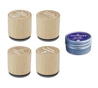 INNSPIRO Kit 4 Sellos Madera y 1 tinta Azul violeta 'Correcciones Motivar y Premiar' Adultos. Niños. Manualidades y Tarjetería