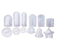 INNSPIRO Maxi Pack 46 Formas Navideñas de Plástico Transparente, 2 Mitades con Hilo Plateado, Decoración DIY, Apta para Contacto Alimentario, Ideal para Rellenar y Colgar en Navidad