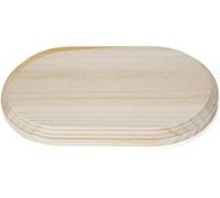 INNSPIRO Peana madera de pino macizo oval inf. 36x18cm. sup. 34x16cm. alt. 2,3cm. Base de madera para pintar, decorar y hacer manualidades.