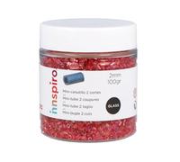INNSPIRO Rocalla de vidrio cilindro mini aurora boreal rojo diam. 2x2mm. 100gr. Bote. Para crear pulseras y collares, ideal para manualidades y joyas con niños. Cuentas semilla.