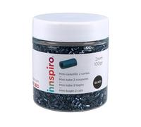 INNSPIRO Rocalla de vidrio cilindro mini iridiscente titanio diam. 2x2mm. 100gr. Bote. Para crear pulseras y collares, ideal para manualidades y joyas con niños. Cuentas semilla.