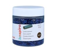 INNSPIRO Rocalla de vidrio cilindro plateado azul marino diam. 1,80x6mm. 95gr. Bote. Para crear pulseras y collares, ideal para manualidades y joyas con niños. Cuentas semilla.