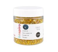 INNSPIRO Rocalla de vidrio redonda aurora boreale amarillo 3,8mm. 120gr. Bote. Para crear pulseras y collares, ideal para manualidades y joyas con niños. Cuentas semilla.