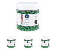 INNSPIRO Rocalla de vidrio redonda aurora boreale verde 2,3mm. 120gr. Bote. Para crear pulseras y collares, ideal para manualidades y joyas con niños. Cuentas semilla. (Paquete de 4)