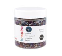 INNSPIRO Rocalla de vidrio redonda aurora boreale violeta 3,8mm. 120gr. Bote. Para crear pulseras y collares, ideal para manualidades y joyas con niños. Cuentas semilla.