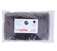 INNSPIRO Rocalla de vidrio redonda aurora boreale violeta 3,8mm. 500gr. Bolsa. Para crear pulseras y collares, ideal para manualidades y joyas con niños. Cuentas semilla.