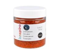 INNSPIRO Rocalla de vidrio redonda glaseado naranja 3,8mm. 120gr. Bote. Para crear pulseras y collares, ideal para manualidades y joyas con niños. Cuentas semilla.