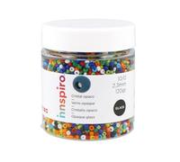 INNSPIRO Rocalla de vidrio redonda opaco mezcla 2,3mm. 120gr. Bote. Para crear pulseras y collares, ideal para manualidades y joyas con niños. Cuentas semilla.
