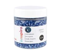 INNSPIRO Rocalla de vidrio redonda plateado azul cyan 3,8mm. 120gr. Bote. Para crear pulseras y collares, ideal para manualidades y joyas con niños. Cuentas semilla.
