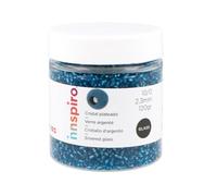 INNSPIRO Rocalla de vidrio redonda plateado azul náutico 2,3mm. 120gr. Bote. Para crear pulseras y collares, ideal para manualidades y joyas con niños. Cuentas semilla.