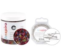 INNSPIRO Set de Lentejuelas Transparentes 120g Mezcla de 10 Colores 7mm y Alfileres Punta Roma 500u, PVC Duradero, Ideal para Decoración, Manualidades y Proyectos DIY con Porexpán
