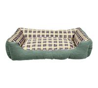 Inny Sofá cama para perro de terciopelo acanalado suave de 75 cm, talla L, Verde