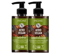 INOAR Set hampú y acondicionador afro vegano con aceite de ricino y manteca de karité