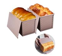 inodiref 2 Piezas Moldes Para Pan Con Tapa Masa de 900 g (2 lb) Molde Para Pan De Molde Con Tapa Antiadherente Molde Rectangular Reposteria Acero Al Carbono Corrugado Para Hornear Pasteles Tostar pan