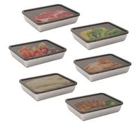 inodiref 6 cajas para fiambres para frigorífico, caja de almacenamiento de alimentos, almacenamiento de salchichas, frigorífico, recipientes apilables con tapa para queso, carne, etc. Almacenamiento