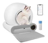 Inodoro autolimpiable para gatos, control de la salud de tu gato, control de aplicación, diseño que ahorra espacio, desodorizante iónico/monitor de salud/65 L + 9 L con grande, para varios gatos