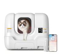 Inodoro automático para gatos con autolimpieza, relleno de arena, sellado y cambio de bolsas, limpieza con un solo clic, neutralización de olores, control de aplicación, sensores de seguridad de peso