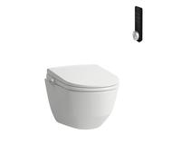 Inodoro bidé LAUFEN Cleanet Pro, sin reborde de descarga, descarga profunda, asiento y tapa con cierre suave, mando a distancia, asiento calefactable, 370 x 530 x 425 mm, H600890000S002