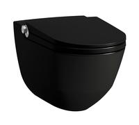 Inodoro bidé LAUFEN CLEANET Riva, sin reborde de descarga, colgado en la pared, mando a distancia, asiento de inodoro con tapa, H8206917160001, Color: Negro Mate