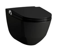 Inodoro bidé LAUFEN CLEANET Riva, sin reborde de descarga, colgado en la pared, mando a distancia, asiento de inodoro con tapa, H8206910200001, Color: Negro brillante