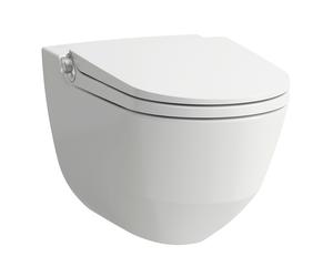 Inodoro bidé LAUFEN CLEANET Riva, sin reborde de descarga, colgado en la pared, mando a distancia, asiento de inodoro con tapa, H8206914000001, Color: Blanco con LCC