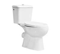 Inodoro Blanco, Wc Inodoro COMPLETO, Retrete para Hogar, Sistema ANTIBACTERIA, Tapa Dura Extrafina AMORTIGUADA, Salida Horizontal
