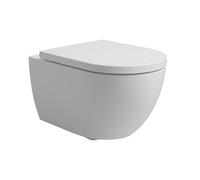 Inodoro colgante de pared Soho 3.0, color blanco mate, sin bordes, con cisterna tornado, superficie Nano Easy Clean, asiento de inodoro de cierre suave, ahorro de agua, incluye fijación Quick-Fix