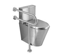 Inodoro comercial de doble descarga de acero inoxidable, Inodoro alargado de alta on ahorro de agua, Inodoro con asiento de cierre suave y asiento cómodo (drenaje de piso tipo C)