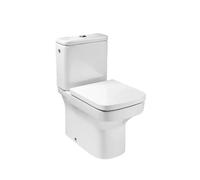 Inodoro compacto salida dual completo fabricado en porcelana de color blanco Rimless Dama Roca - Asiento con tapa / Lateral