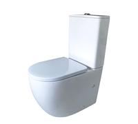 Inodoro Completo Moderno, Inodoro Blanco, Retrete para Hogar, Sistema Rimless Antibacterias, Tapa Dura Extrafina Amortiguada Salida Dual, Material UF Resistente