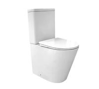 Inodoro Completo Rimless con Salida Dual Horizontal y Vertical, WC Inodoro Completo de Cerámica Blanca, Tapa UF Soft Close, Retrete Moderno para Baño, Sanitarios WC Compactos