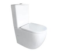 Inodoro Completo - WC Inodoro Completo con Sistema Rimless Antibacterias - Vater Baño con Tapa Dura Extrafina Amortiguada - Inodoro Salida Dual Eficiente con Ahorro de Agua - WC para Hogar Blanco