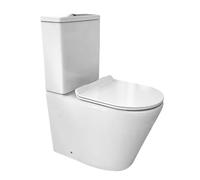 Inodoro Completo - WC Inodoro Completo con Sistema Rimless Antibacterias - Vater Baño con Tapa Moderna con Caida Amortiguada - Inodoro Salida Dual Eficiente con Ahorro de Agua - WC para Hogar Blanco